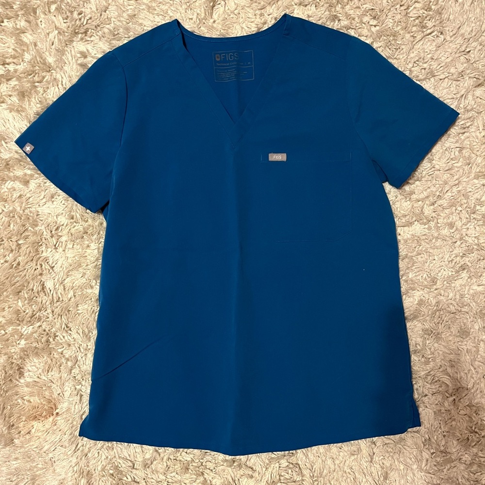 Figs Alps Blue Catarina One Pocket Scrub Top Size Medium